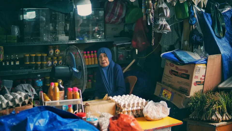 Quầy rau củ tươi mỗi sáng
